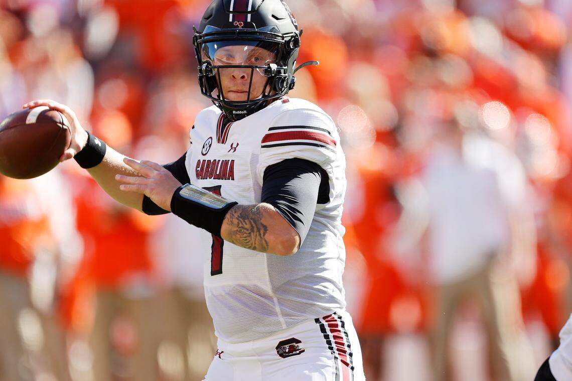 South Carolina Gamecocks quarterback Spencer Rattler (7) during the game against Clemson on Saturday, November 26, 2022.