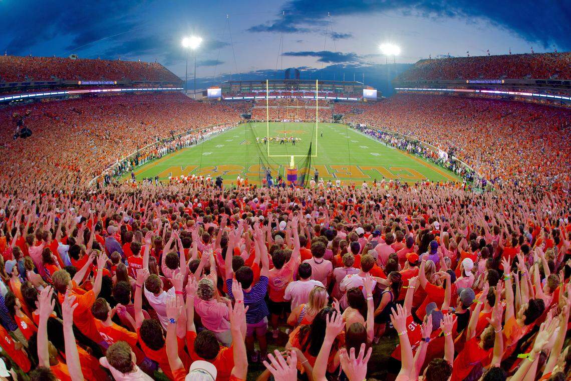 Clemson students get hyped during the LSU game on Saturday, Aug. 30, 2025 in Clemson, S.C.