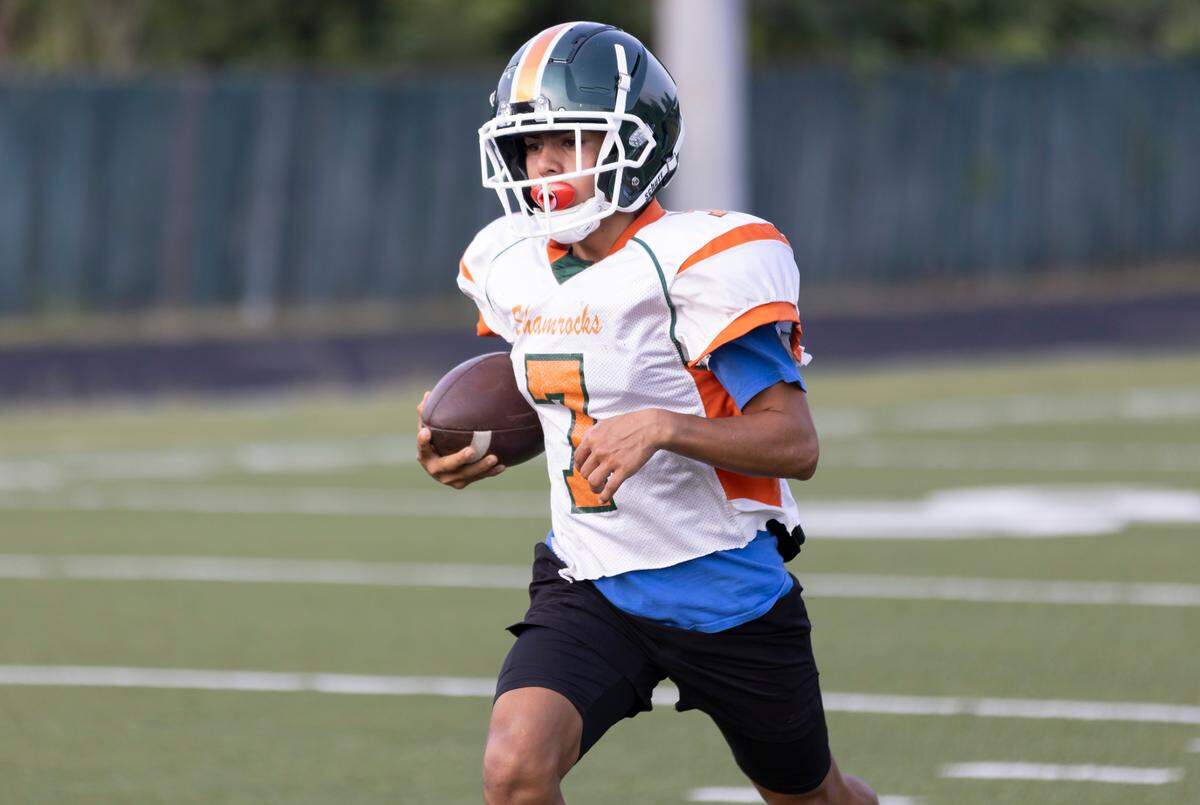Dylane Avila runs drills during practice at Eau Claire High School on Tuesday, August 22, 2023.