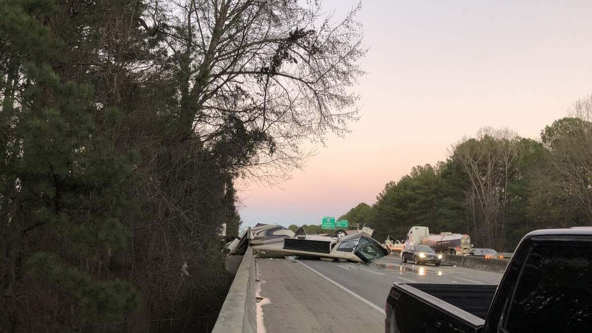 A crash involving a RV blocked traffic on I-20 Sunday.