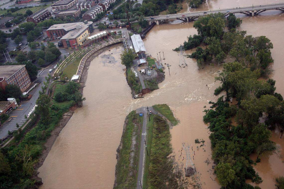 A view of the breach in the Columbia Canal on Monday, October. 5, 2015.