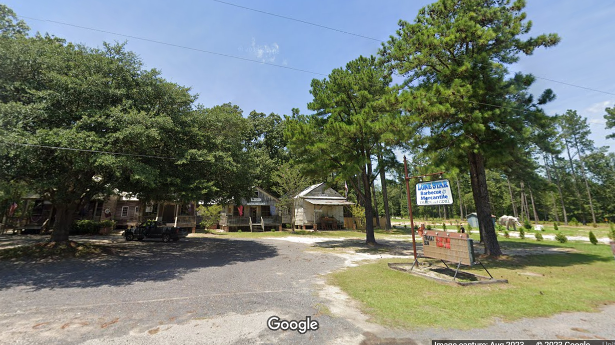 A Google Maps street view image of the Lone Star BBQ and Mercantile restaurant in Santee, S.C., shows the more than century-old buildings where the business is located. The restaurant burned in a fire on Christmas Day 2024.
