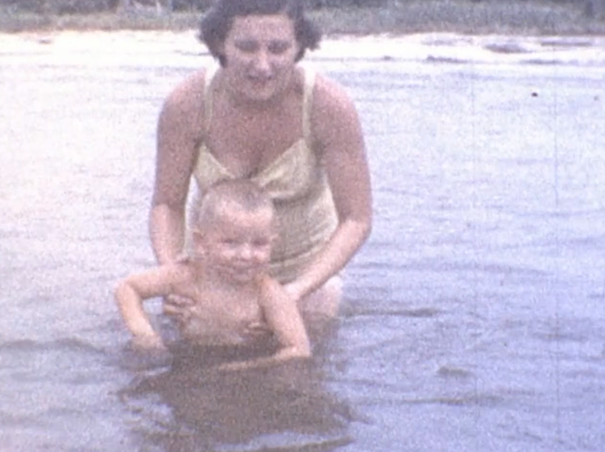 In this footage from the early 1950s, Molly Cheshire teaches her son, Bubber Cheshire, how to swim in the Atlantic at Sullivan’s Island. The footage was shot by Allan Cheshire on rolls of 8 mm Kodak film. Decades later, his grandson Brad Cheshire would digitize the reels and build on the family filmmaking legacy his grandfather had started.