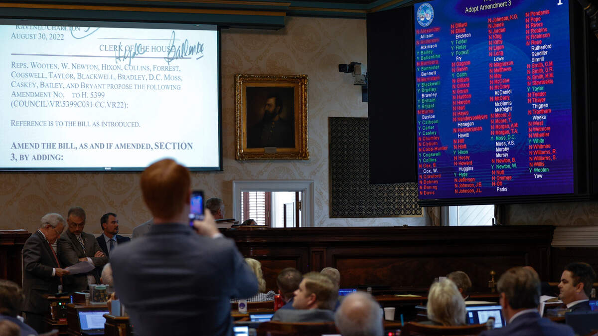 Members of the South Carolina House of Representatives vote on amendments in the abourtion bill in the South Carolina House of Representatives chamber On Tuesday, Aug. 30, 2022.