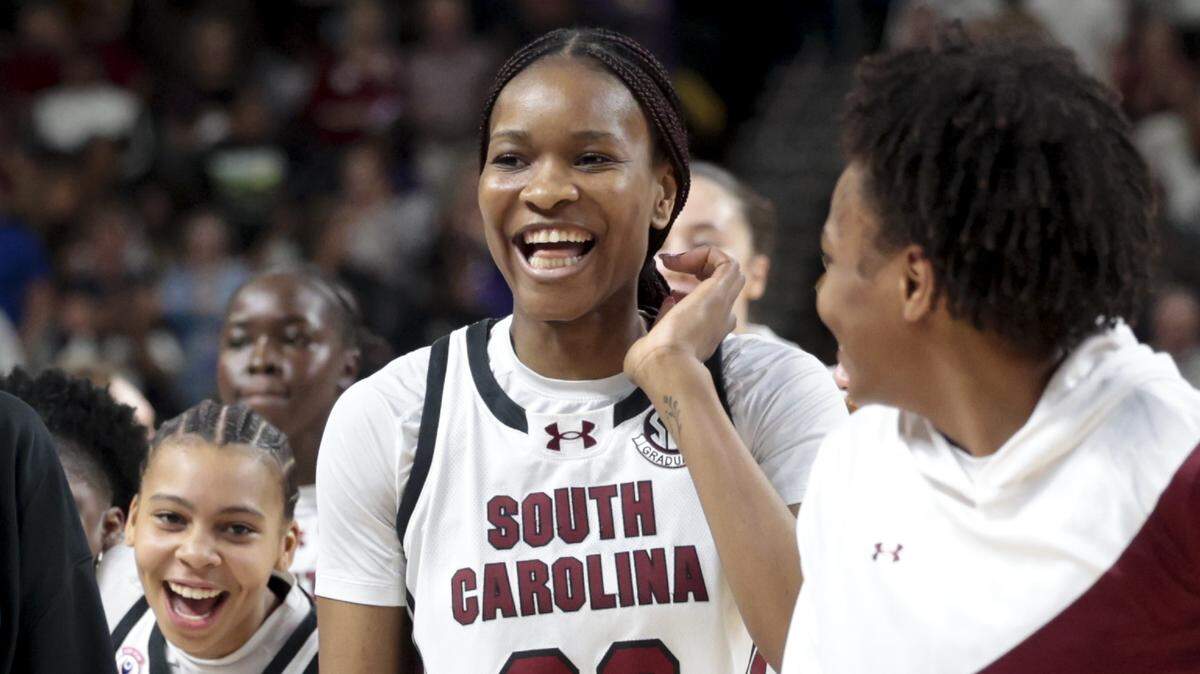 South Carolina's Maryam Dauda (30) after the SEC Tournament win over LSU on Saturday, March 7, 2026.