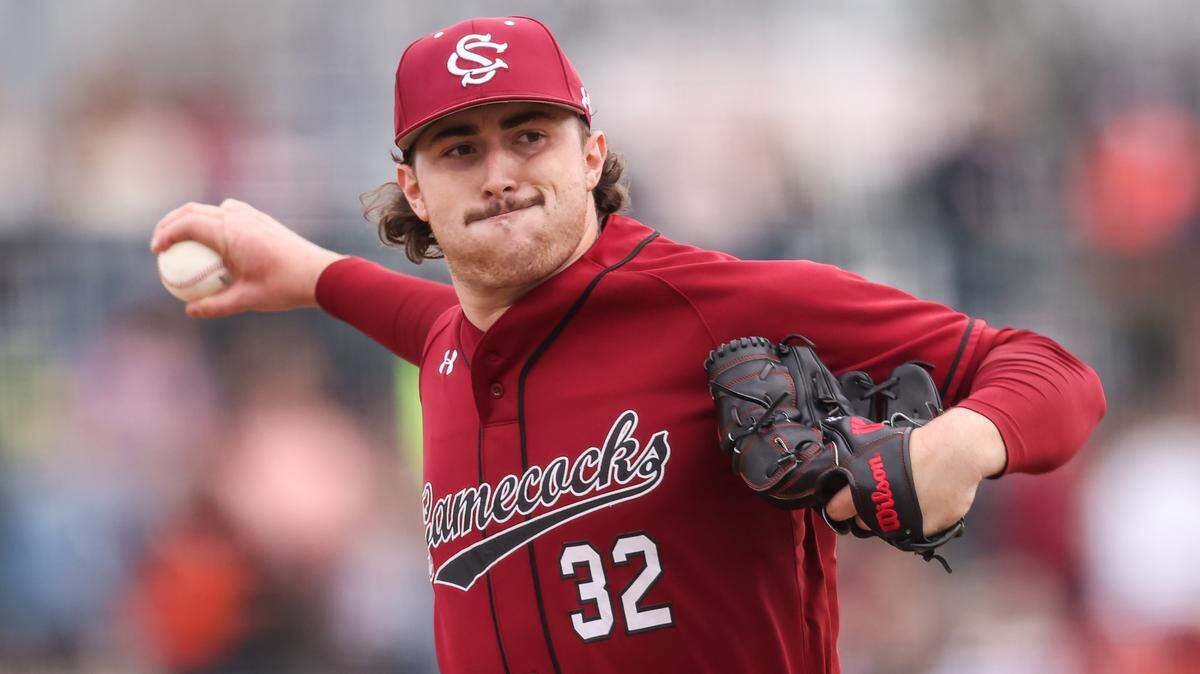 South Carolina pitcher Brandon Stone, seen here in a February 2026 photo, came into Friday’s game one out into the second inning. 