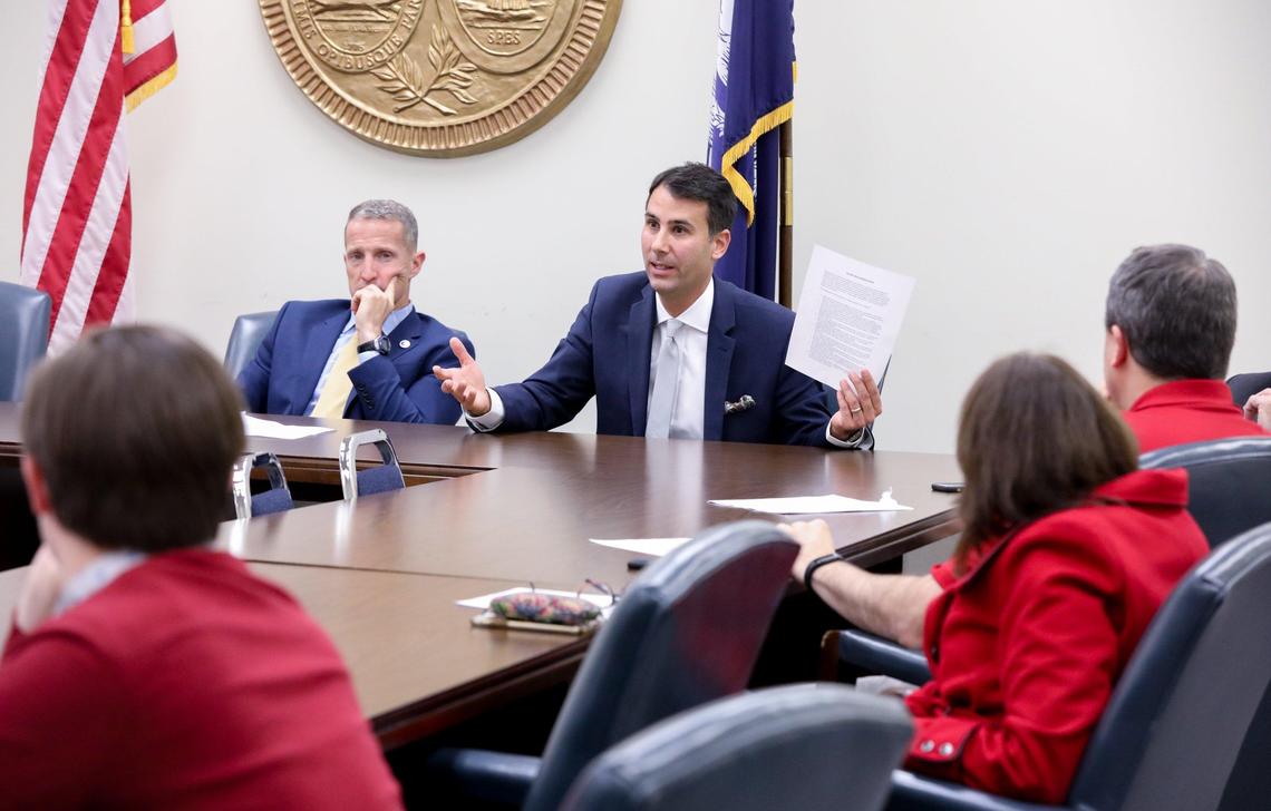 Rep. Seth Rose, D-Richland, speaks to educators during a meeting to discuss the Teacher Bill of Rights. 12/12/18