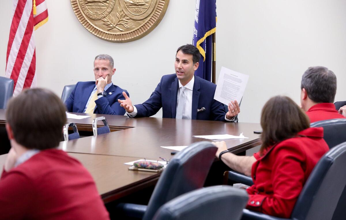 Rep. Seth Rose, D-Richland, speaks to educators during a meeting to discuss the Teacher Bill of Rights. 12/12/18