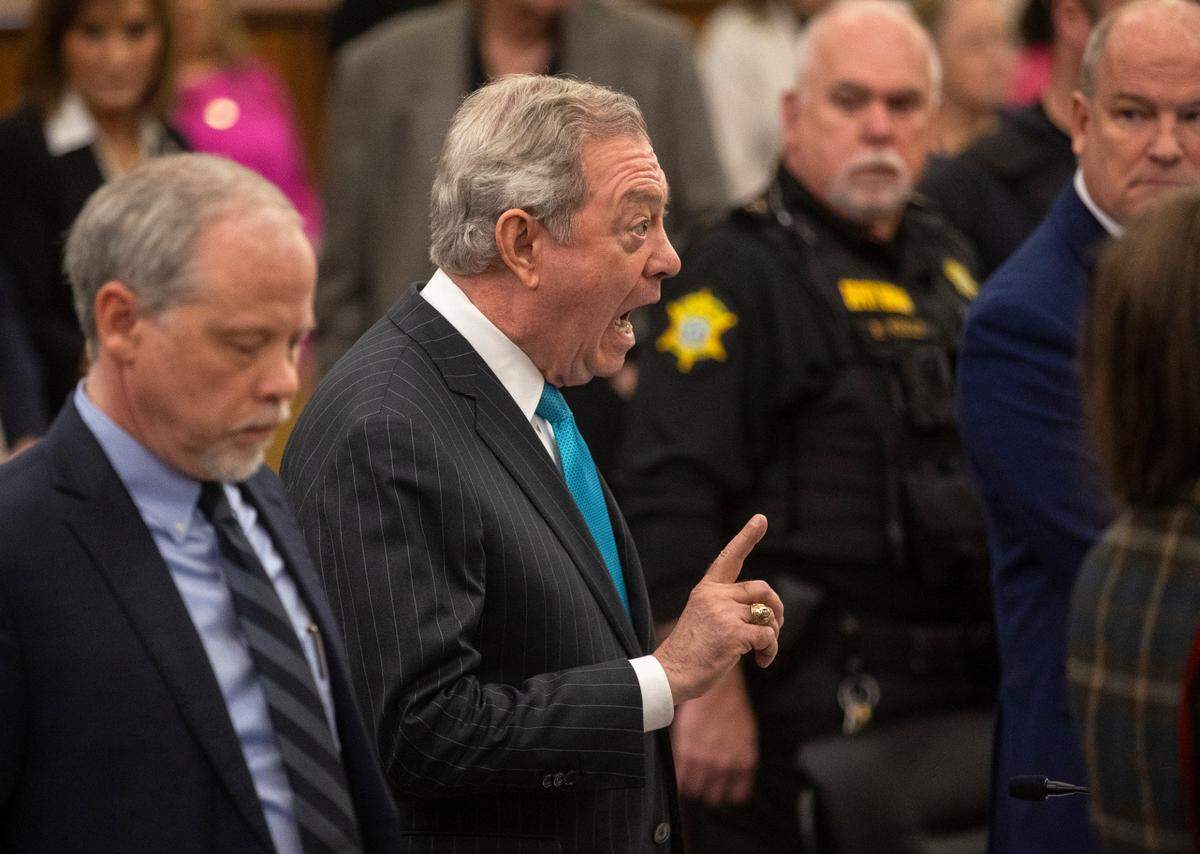Defense attorney Dick Harpootlian reacts to judge Jean Toal during the Alex Murdaugh jury-tampering hearing at the Richland County Judicial Center on Monday, January 29, 2024 in Columbia, South Carolina. The hearing allegations against Colleton County Clerk of Court Rebecca “Becky” Hill ruled by former S.C. Chief Justice Jean Toal. 