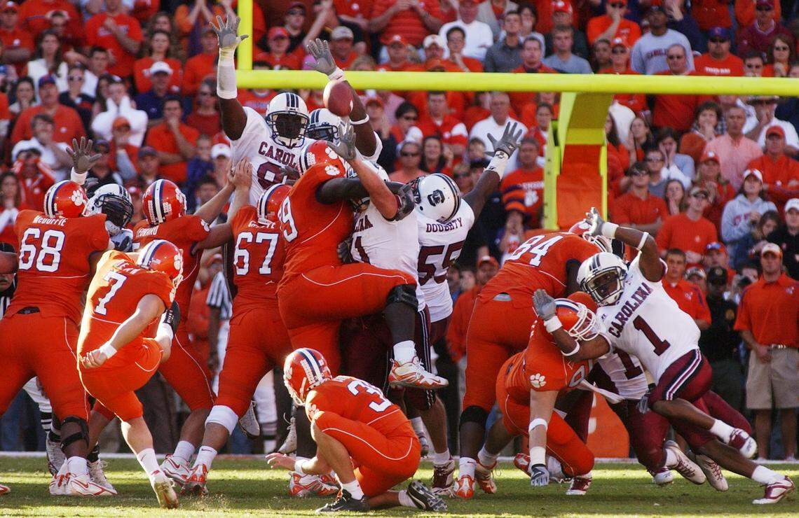 Nov. 25, 2006: At Memorial Stadium, Clemson kicker Jad Dean misses a 39-yard field goal attempt that would’ve tied the game against South Carolina.