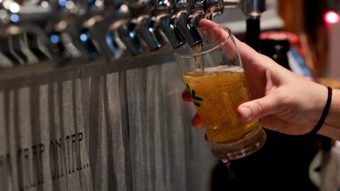 A beer being poured at Keg Cowboy in Lexington, SC.