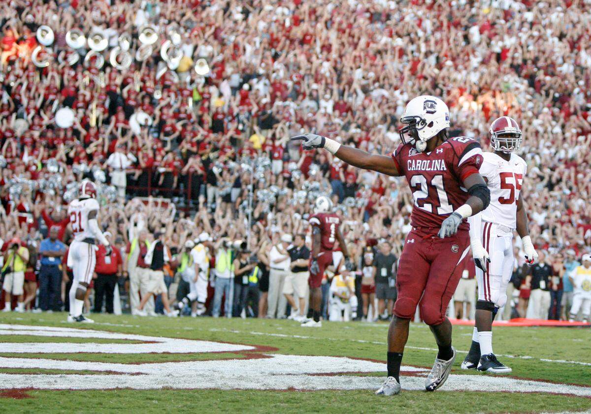 From Oct. 9, 2010: South Carolina running back Marcus Lattimore scores a touchdown against Alabama at Williams-Brice Stadium.