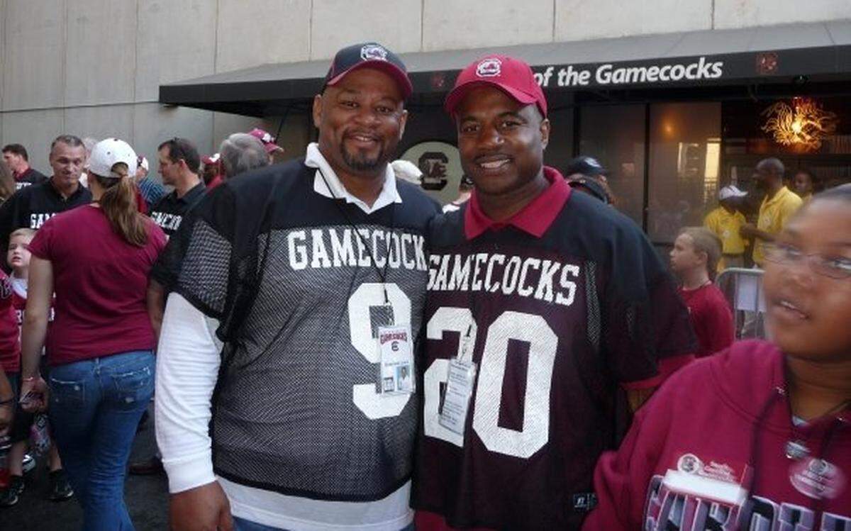 Quinton Lewis, left, and Bryant “Mookie” Gillard at the 1984 Black Magic 25-year reunion