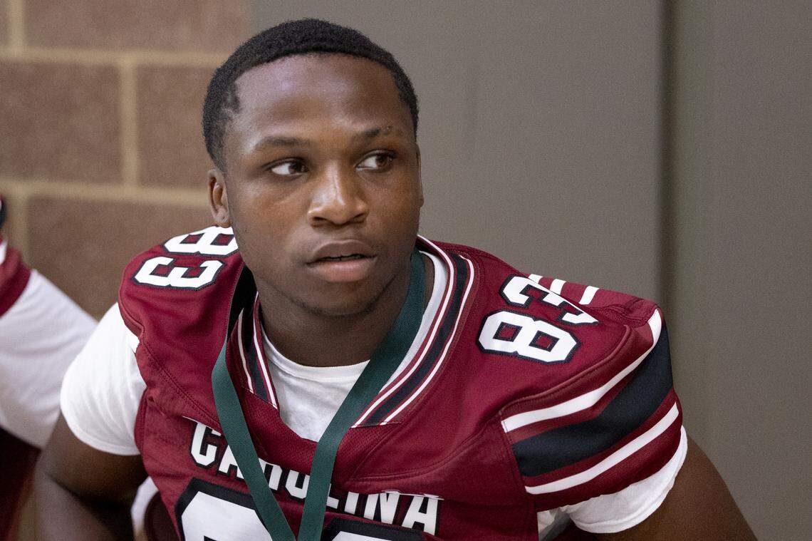 South Carolina football freshman Emazon Littlejohn (83) appears at the annual Pigskin Poets event held Friday, July 12, 2024 at Drew Wellness Center in Columbia.