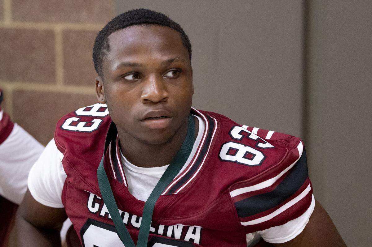 South Carolina football freshman Emazon Littlejohn (83) appears at the annual Pigskin Poets event held Friday, July 12, 2024 at Drew Wellness Center in Columbia.