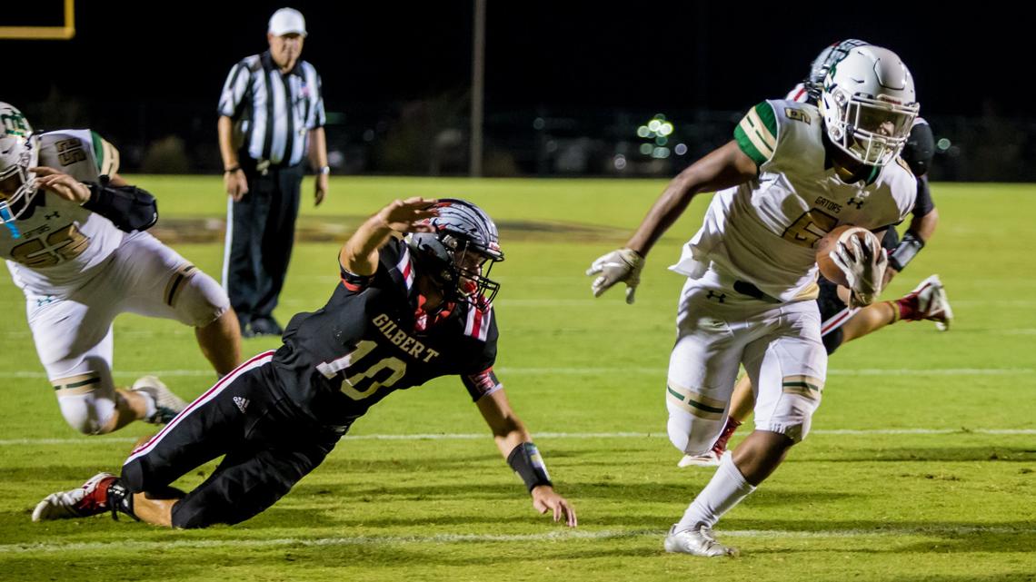 River Bluff Gators running back Antonio Gantt rushes for a touchdown during the game between River Bluff and Gilbert High School at Gilbert High School.