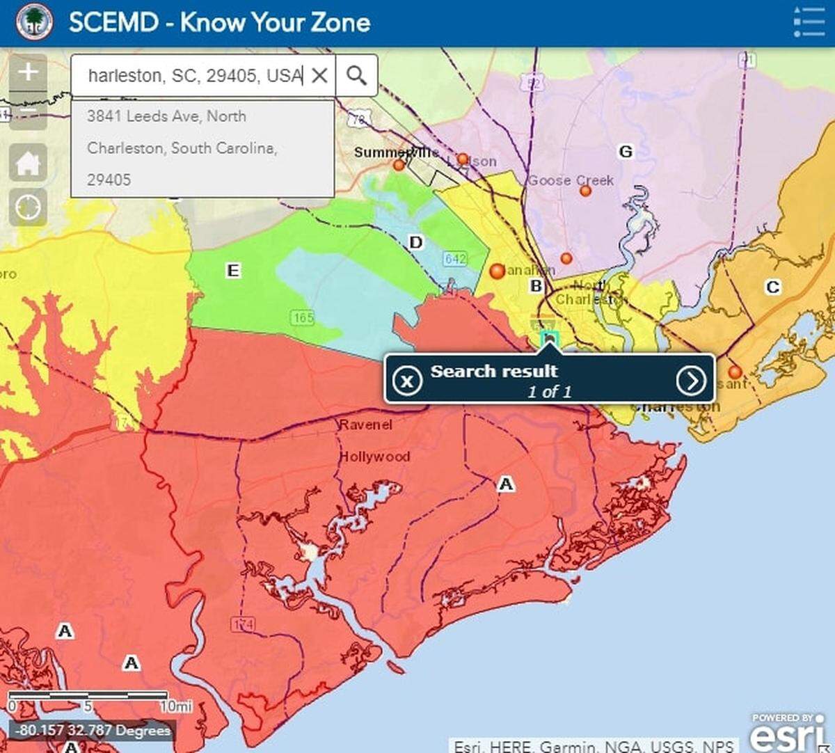 The black bar marks the location of Al Cannon Detention Center within an evacuation zone.