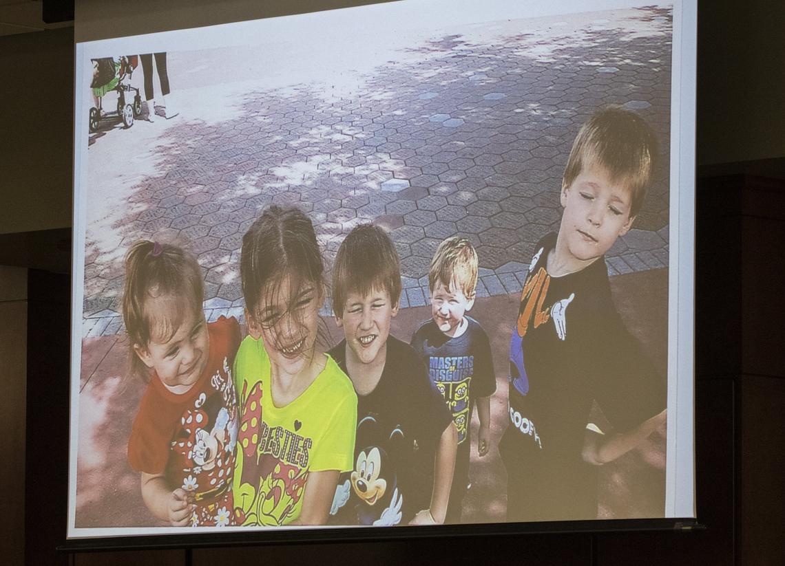 In a photograph entered into evidence during the trial of Tim Jones in Lexington. Elaine Marie, from left, Merah, Nahtahn, Gabriel and Elias are photographed at Disney World during a trip from June 2014. 5/29/19