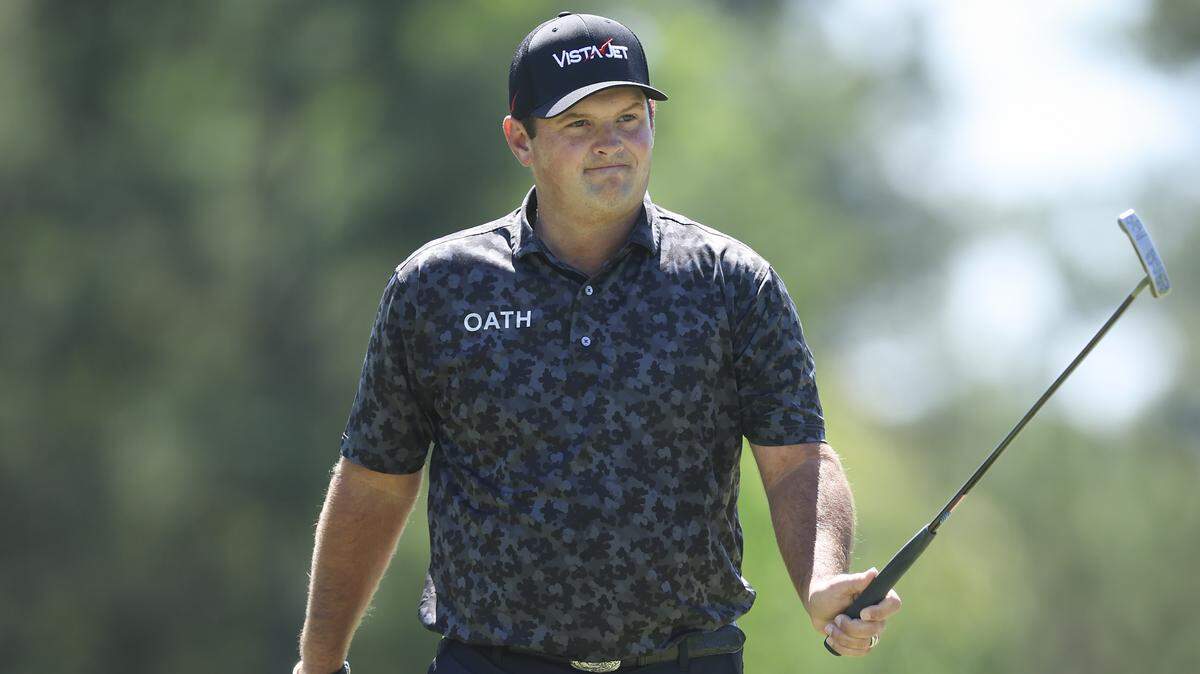 Patrick Reed of the United States reacts after making an eagle on the eighth green during the first round of the 2026 Masters Tournament at Augusta National Golf Club on Thursday.