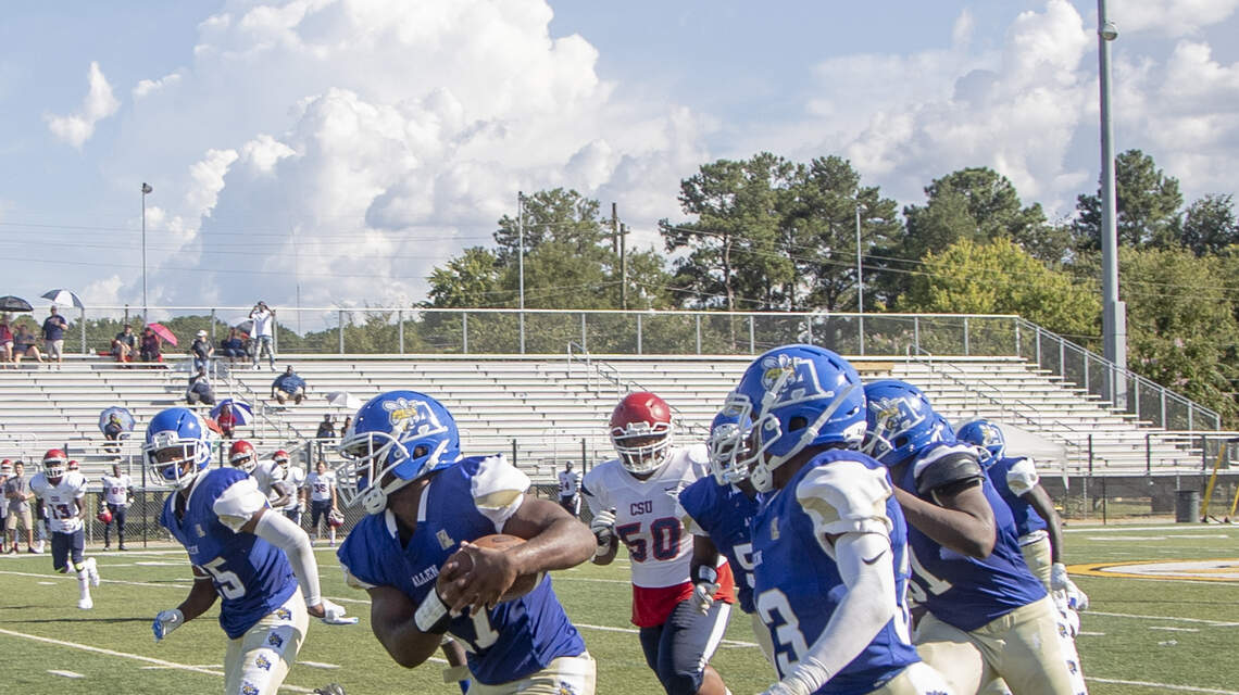 Allen opens football rebirth with big win. Benedict drops opener