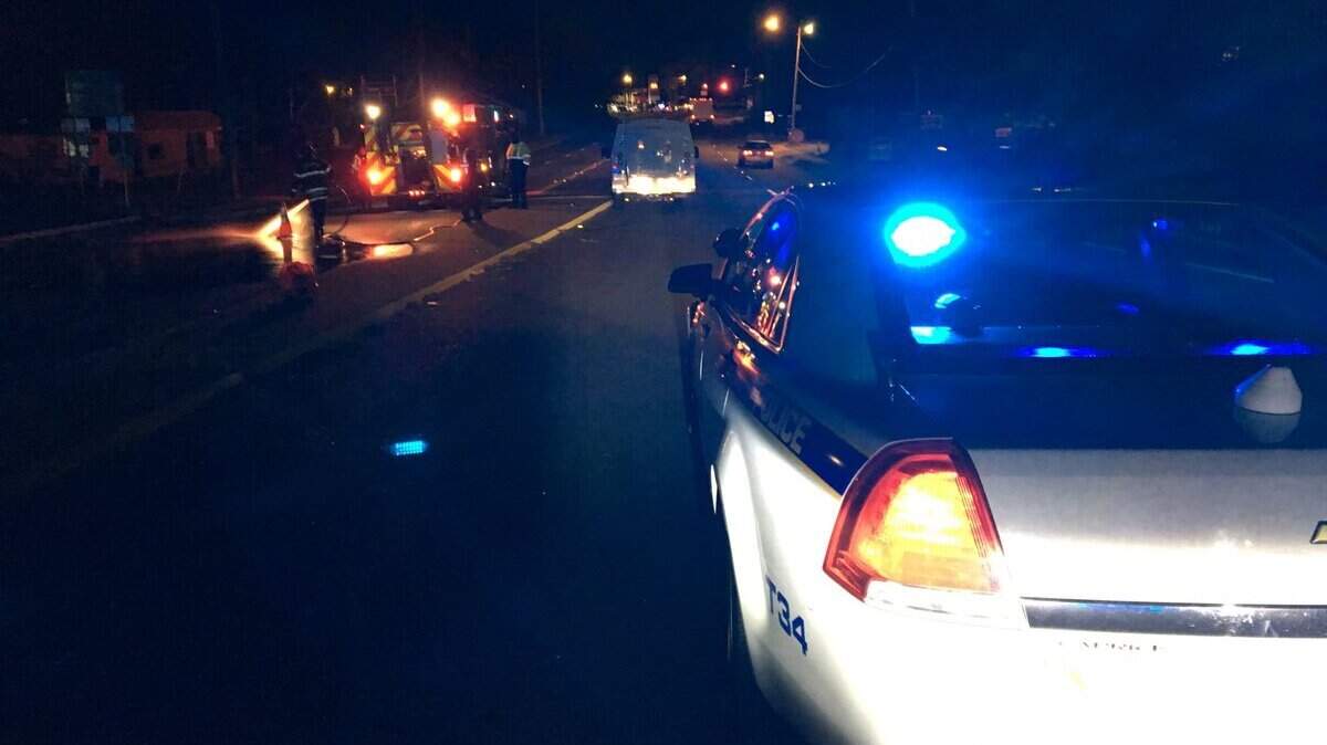 Columbia Police officers respond to the scene of a crash that resulted in the death of a pedestrian.