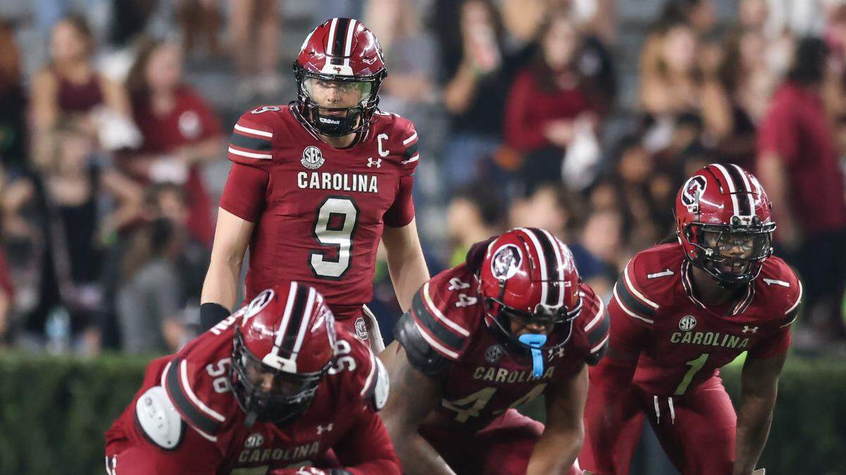 South Carolina quarterback Luke Doty (9) lines for for a snap during second half of the Gamecocks’ game against Coastal Carolina at Williams-Brice Stadium in Columbia on Saturday, November 22, 2025.