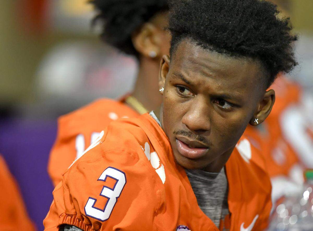 Clemson receiver Marquise Henderson (3) during the Clemson Club football National Signing Day wrap up presented by Clemson Seneca Chick-Fil-A at the Poe Indoor Practice Facility at Clemson University in Clemson, S.C. Feb 5, 2025.