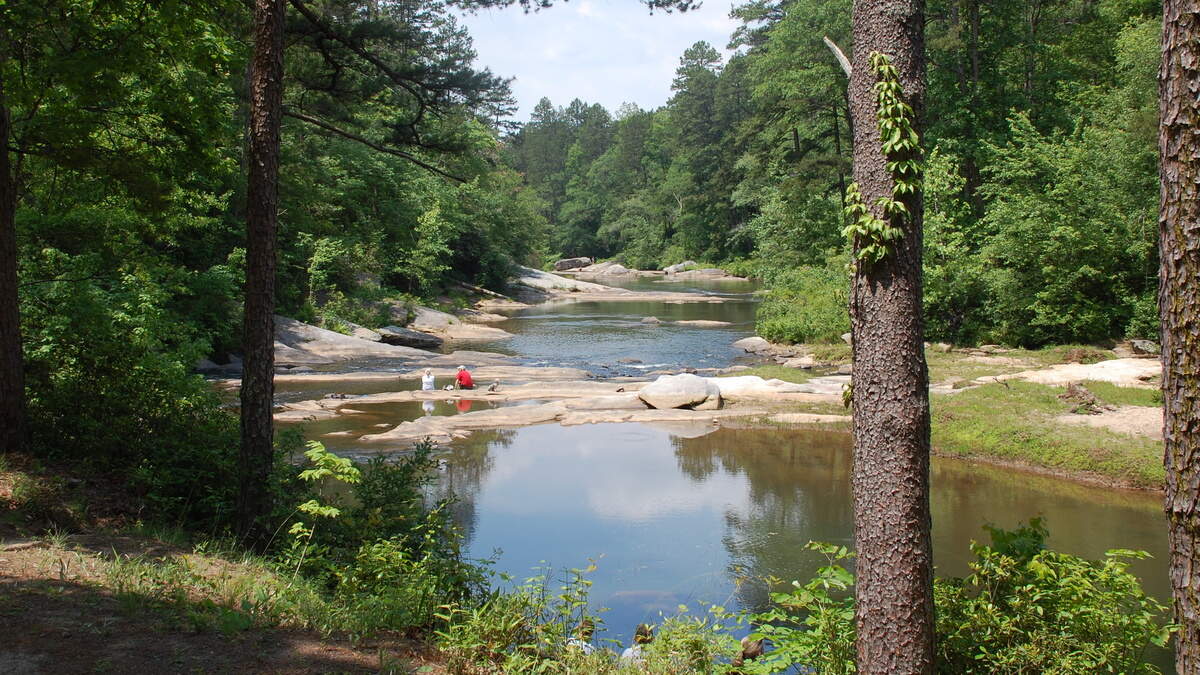 A photo from the Oconee County parks department shows the Chauga River at Chau Ram Park, near where rescuers pulled a mother and daughter from the river with traumatic injuries.