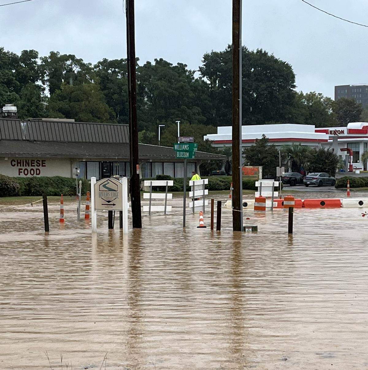 Flooding along Blossom Street in Columbia on Sept. 26, 2024