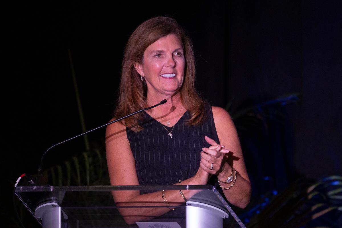 Lt. Gov. Pamela Evette speaks during the South Carolina Chamber of Commerce Washington Night on Wednesday, Aug. 28, 2024. The event, at the Pastides Alumni Center, featured speakers from the South Carolina congressional delegation.