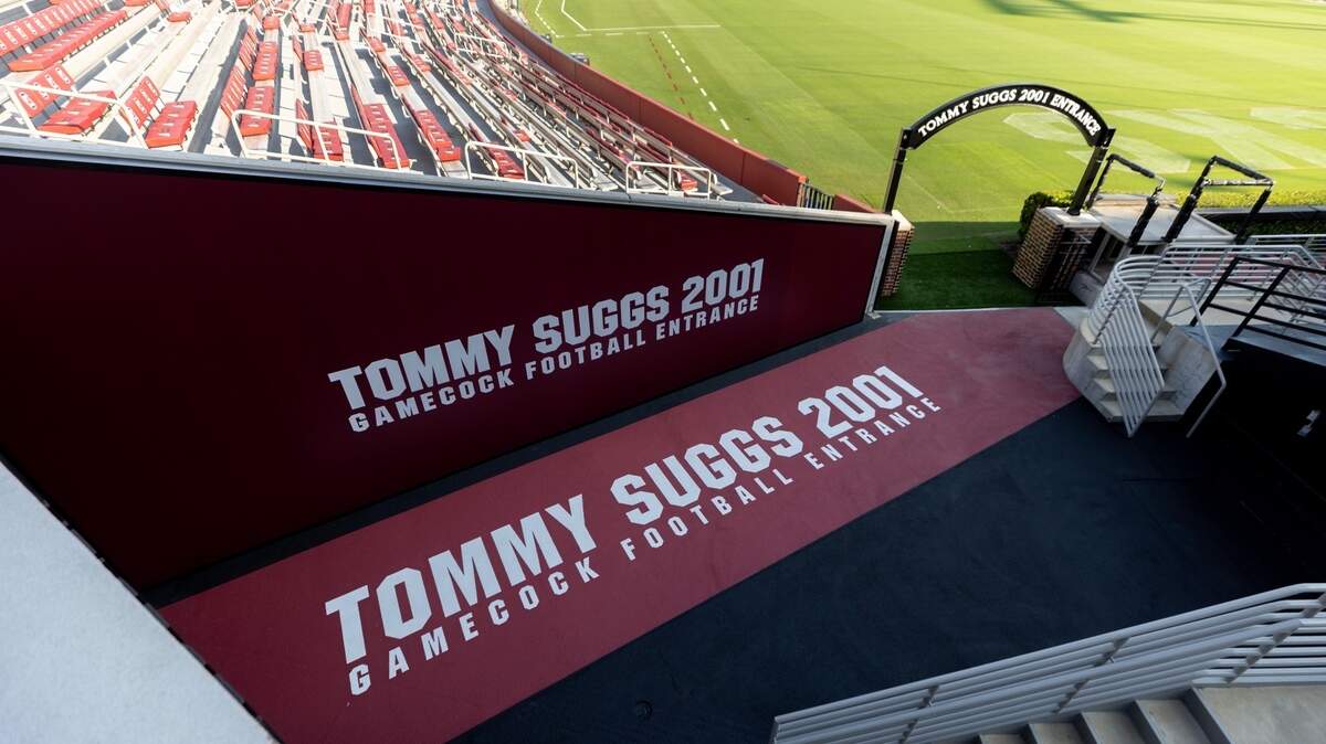 South Carolina will now enter the field through the Tommy Suggs 2001 Gamecock Football Entrance.