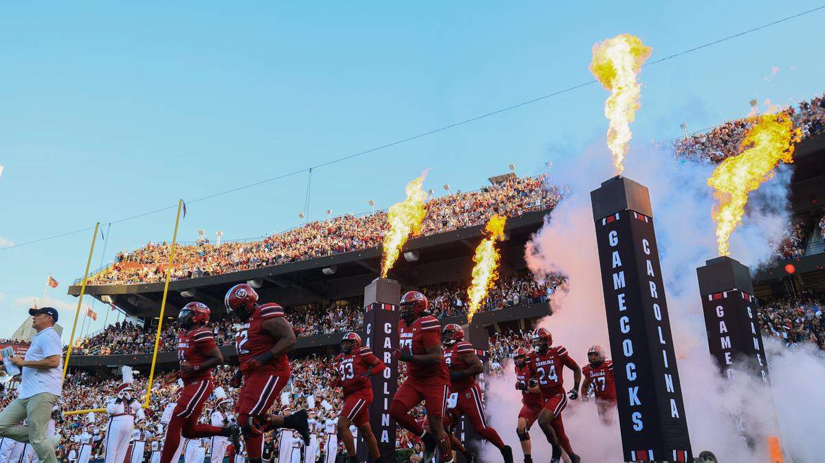 South Carolina take the field to play Coastal Carolina at Williams-Brice Stadium Saturday, November 22, 2025.