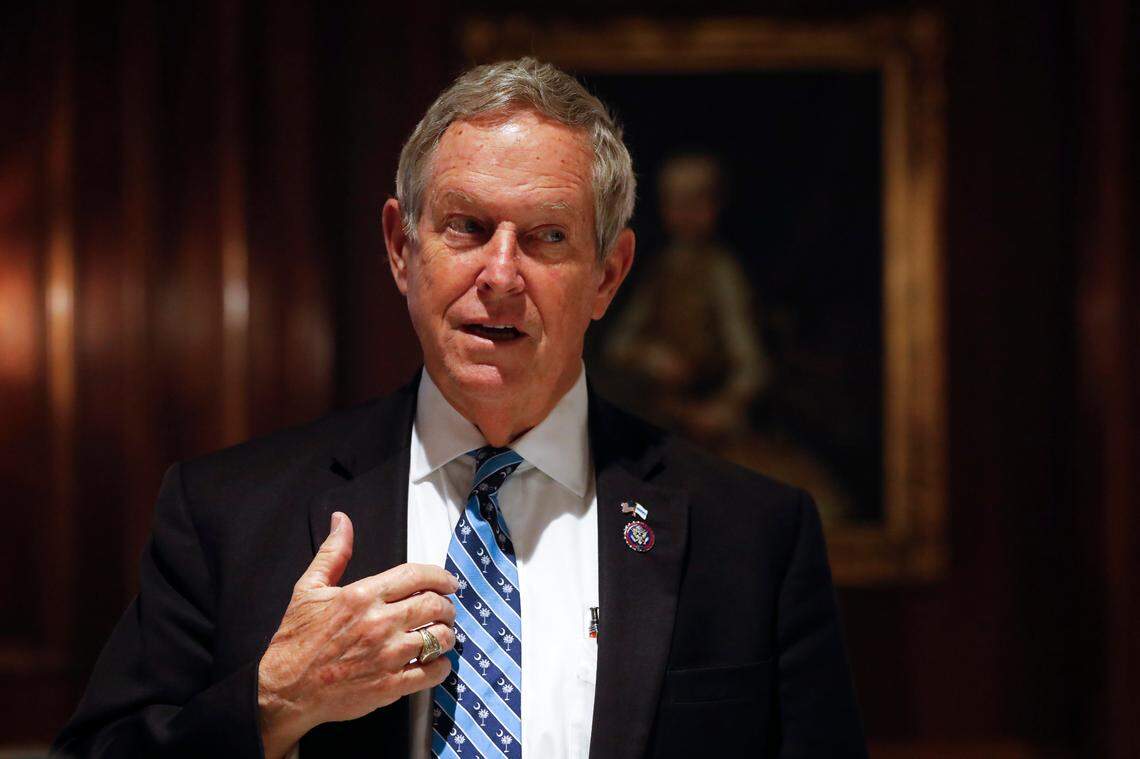 In this Feb. 25, 2022 file photo, U.S. Rep. Joe Wilson, R-Springdale, speaks during an interview with the Associated Press in Vienna, Austria.