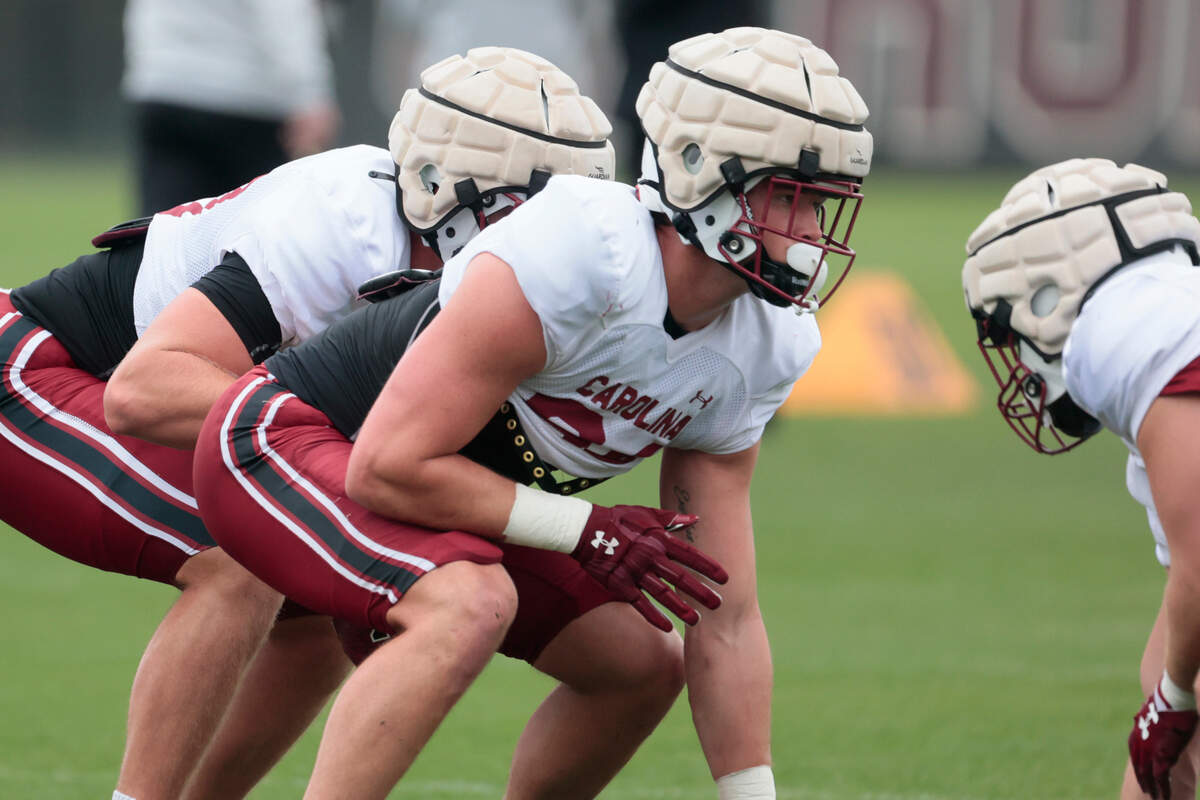 South Carolina’s Brady Hunt practices football on Thursday, March 28, 2024.
