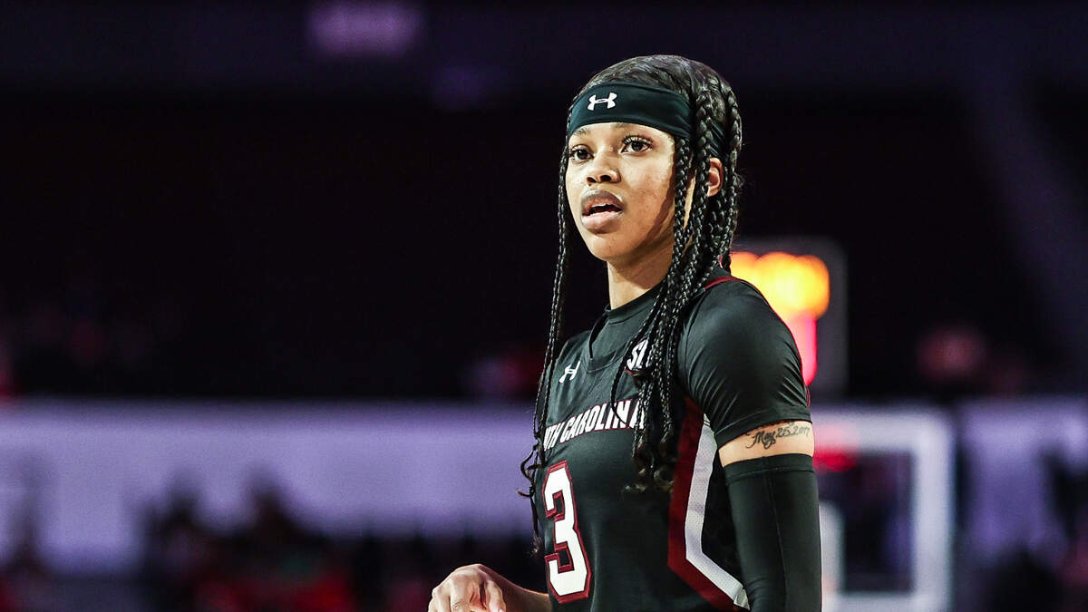 South Carolina during a game against Georgia at Stegeman Coliseum in Athens, Ga., on Sunday, Feb. 13, 2022. (Photo by Mackenzie Miles)