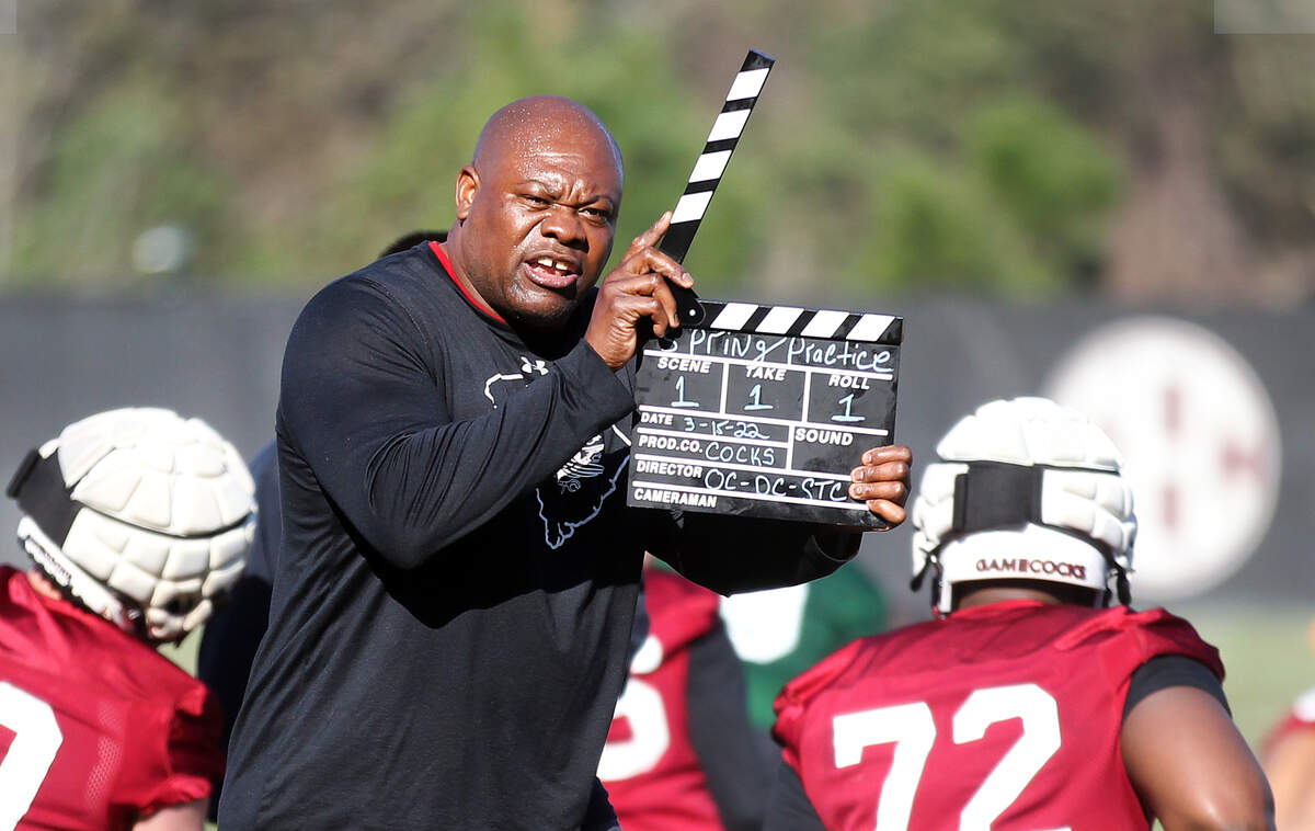 South Carolina executive director of character and player development Derrick Moore at the March 15 spring football practice.