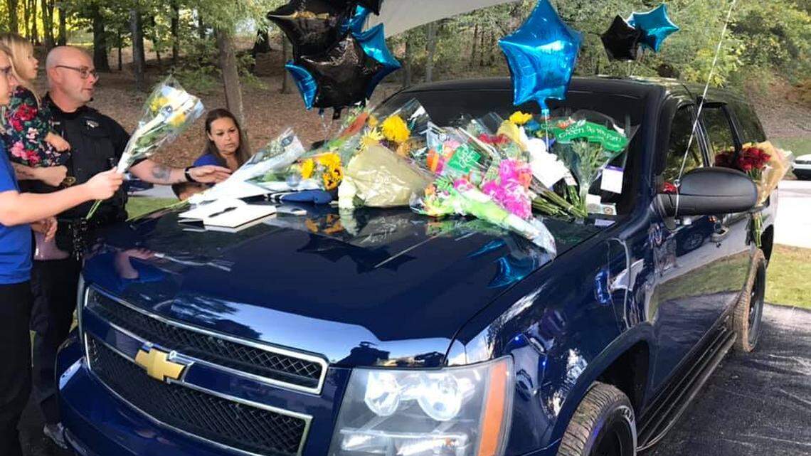 Two people have been charged after Greenville County Sheriff’s Deputy Conley Jumper was killed in the line of duty on I-85, according to the S.C. Law Enforcement Division. A memorial pays tribute to the fallen officer at the entrance to the law enforcement center on Stone Avenue in Greenville.