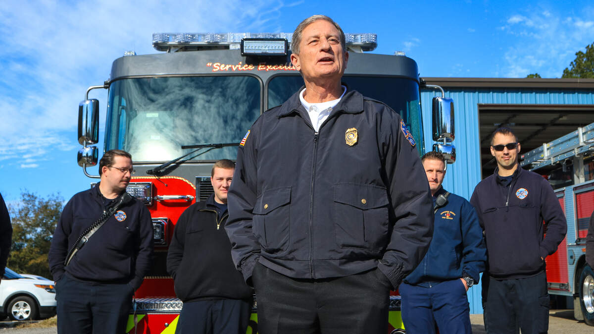 Lexington county fire chief Brad Cox is retiring in January. Tuesday he resided over a ceremony for two new fire trucks at Station 6 in Pelion. 11/29/18
