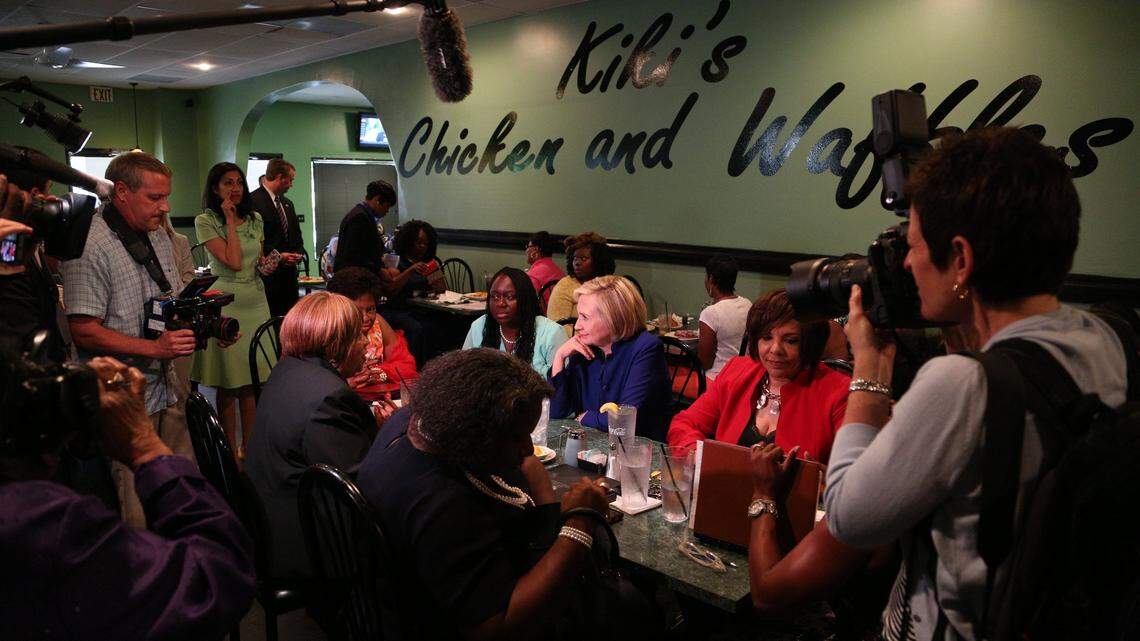 Then-presidential candidate Hillary Clinton visited Kiki’s Chicken & Waffles in 2015. Kiki’s, a popular Columbia restaurant, plans to open a second location in the Harbison area.