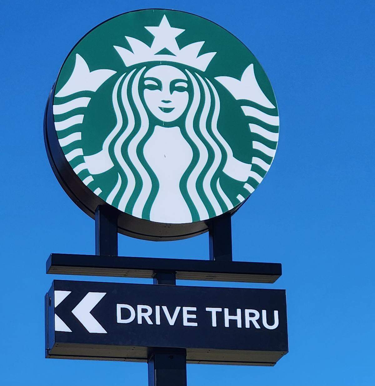 The sign of a Starbucks coffee shop.