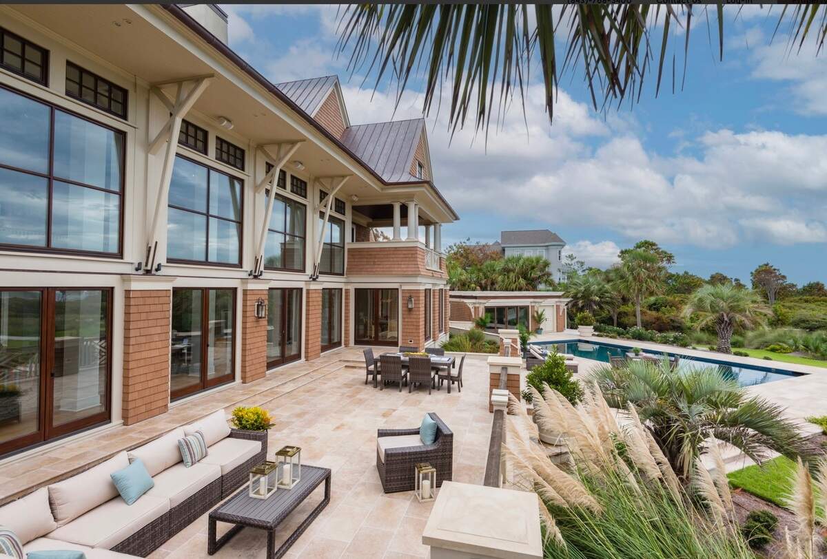A rear view of the $21 million home for sale on Kiawah Island.