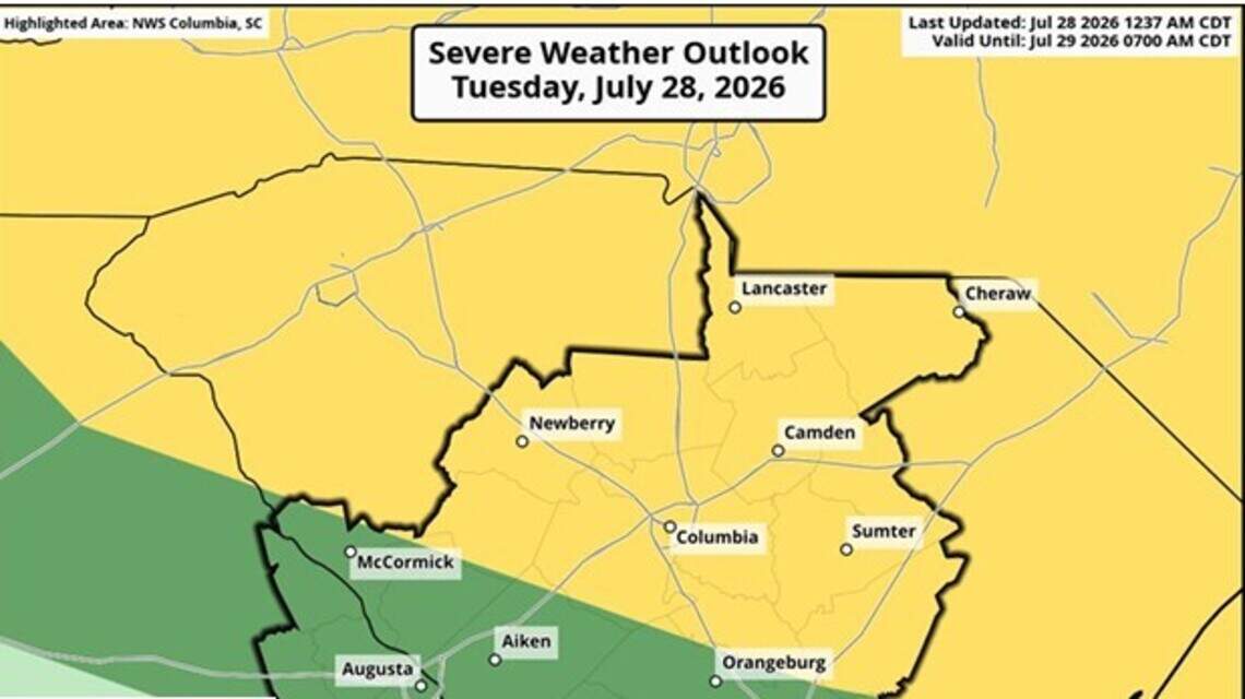 Dangerous heat and damaging winds in weather forecast for the Columbia area