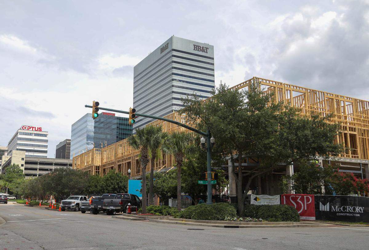 Construction is in progress on a hotel on Lady Street in Columbia.