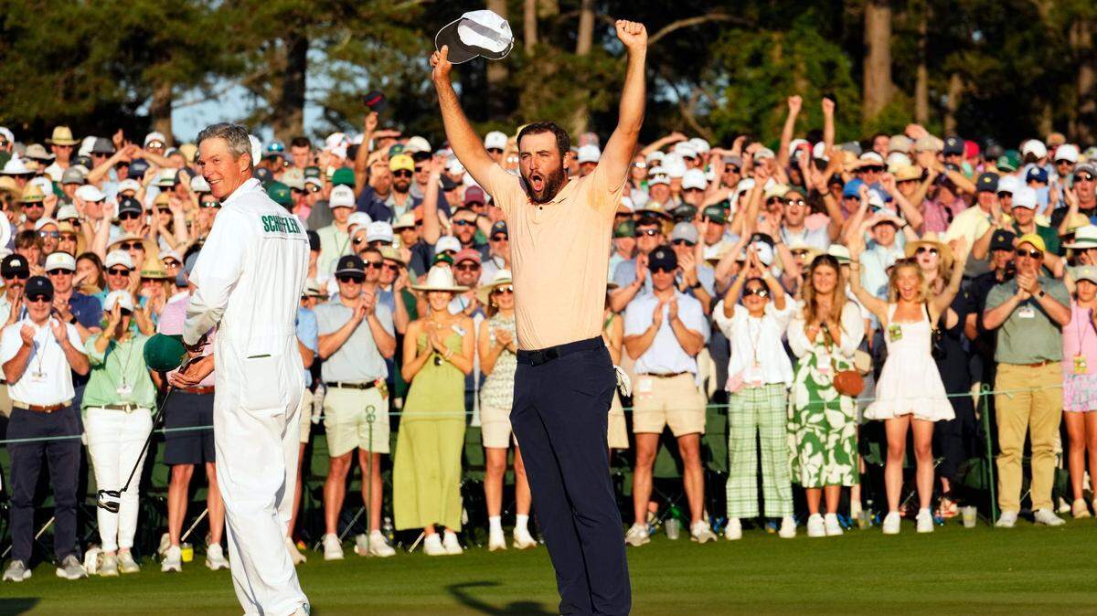 Scottie Scheffler celebrates after winning the 2024 Masters Tournament at Augusta National Golf Club. If Scheffler wins in 2025, he’ll join Jack Nicklaus as the only golfers to win the green jacket three times in four years.
