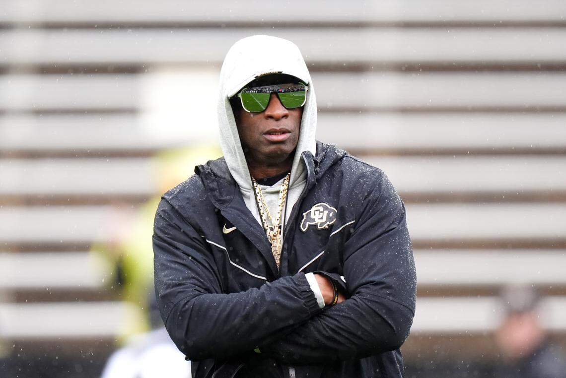Apr 27, 2024; Boulder, CO, USA; Colorado Buffaloes head coach Deion Sanders during a spring game event at Folsom Field.