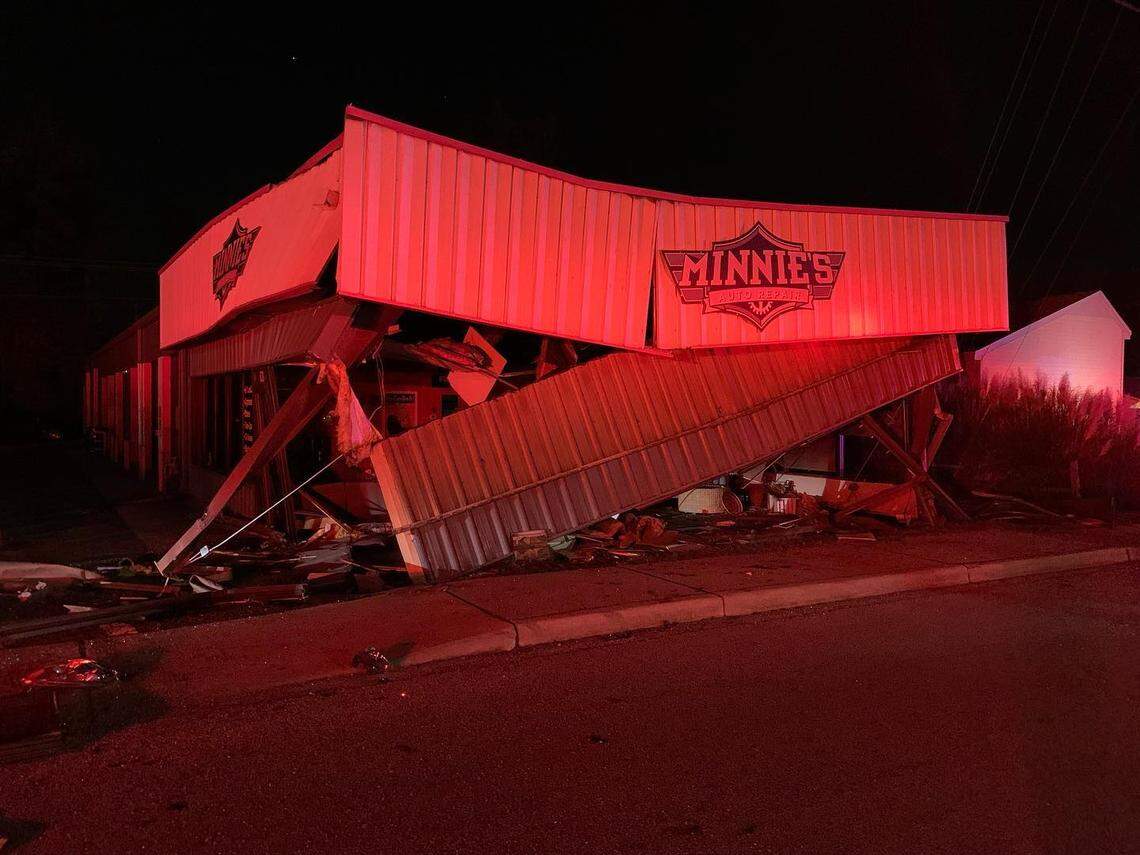 A business was substantially damaged after a truck crashed through it, according to the Irmo Fire District.