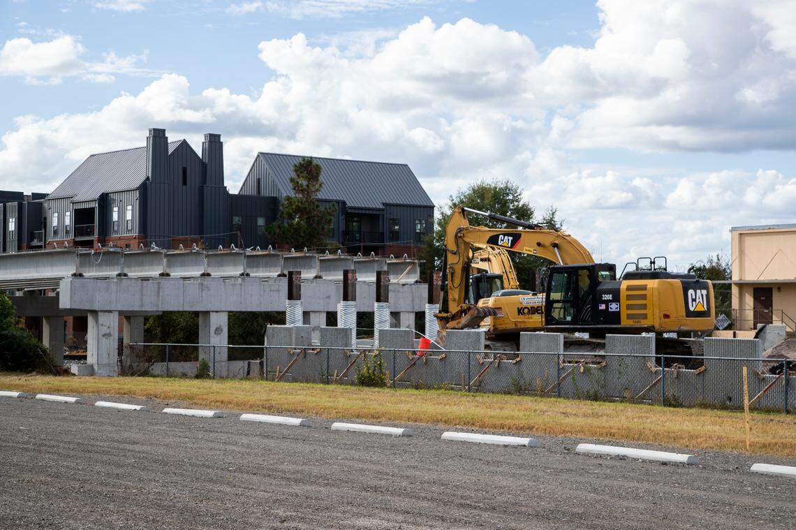 A bridge is under construction near Colonial Life Arena on Thursday, October 22, 2020. Much of the money from Richland County’s transportation program has benefited the University of South Carolina.