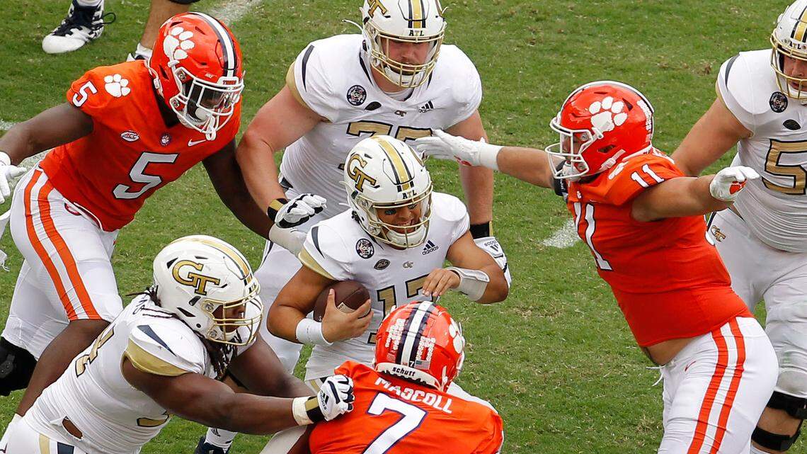 Among Clemson’s Avengers on defense are Clemson defensive end K.J. Henry (5, Captain America), defensive lineman Bryan Bresee (11, Hulk) and defensive lineman Justin Mascoll (7, Doctor Strange).