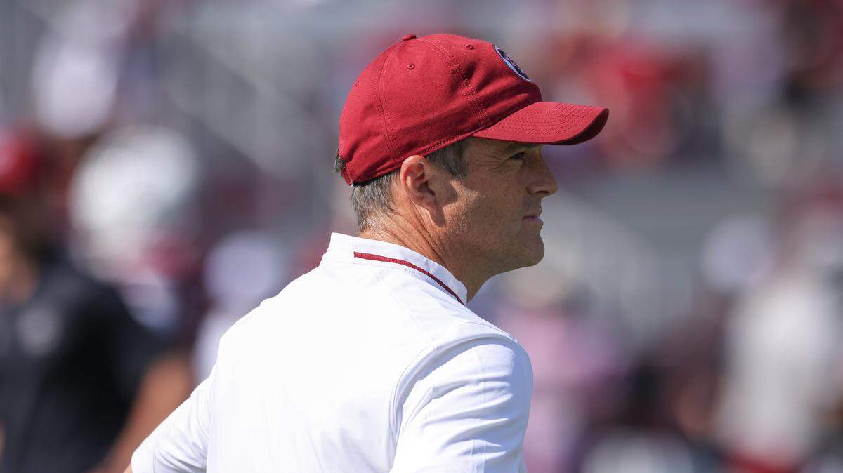 South Carolina head coach Shane Beamer looks on during South Carolina’s game against Oklahoma at Williams-Brice Stadium in Columbia on Saturday, October 18, 2025.
