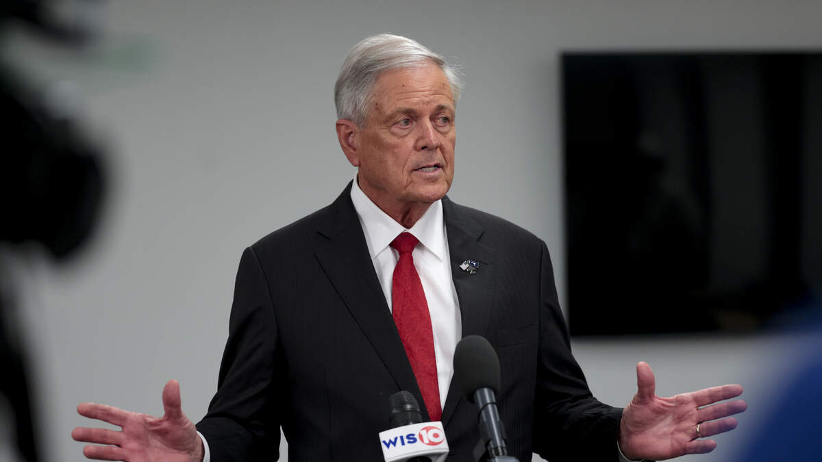 Congressman Ralph Norman speaks with the media after participating in a televised GOP debate at the Sottile Theater in Charleston on Tuesday, April 21, 2026. Norman is running for South Carolina Governor.